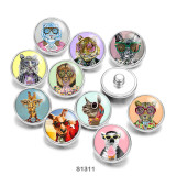 Painted metal 20mm snap buttons giraffe tiger Animal Print