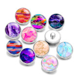 20MM Golden Line Colorful  Texture Pattern Print glass snaps buttons  DIY jewelry