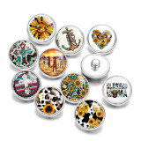 20MM Love Cross Sunflower  Print glass snaps buttons  DIY jewelry