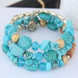 Bohemian Bracelet Retro Turquoise Agate Beads Multi layer Winding Bracelet