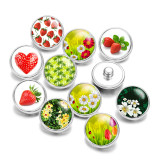 Painted metal 20mm snap buttons strawberry  Print