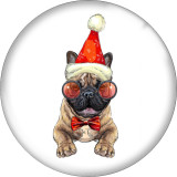 Painted metal 20mm snap buttons Christmas Dog Print