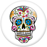 Painted metal 20mm snap buttons pattern skull Print