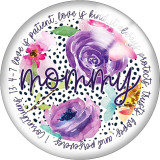 Painted metal 20mm snap buttons words Flower Mama baby Print