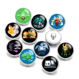 20MM Cartoon Fox Print glass snaps buttons  DIY jewelry