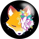 20MM Cartoon Fox Print glass snaps buttons  DIY jewelry