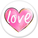20MM  Valentine's Day Love Print glass snaps buttons  DIY jewelry