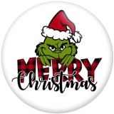 Painted metal 20mm snap buttons Christmas Green  The grinch Print   DIY jewelry