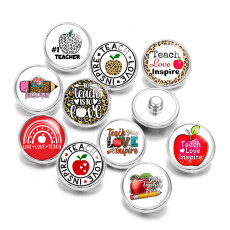 20MM Teach Love Inspire  Print glass snaps buttons  DIY jewelry