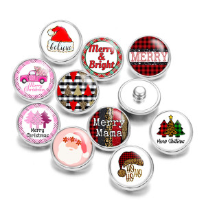 20MM Christmas Tree Car  Print glass snaps buttons  DIY jewelry