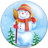Painted metal 20mm snap buttons Christmas Snowman Santa Claus  Print   DIY jewelry