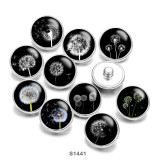 Painted metal 20mm snap buttons Botany dandelion Print