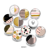 Painted metal 20mm snap buttons Pink Pattern Print