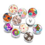 20MM Colorful Flower Pattern Print glass snaps buttons  DIY jewelry