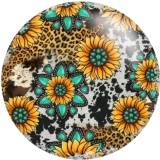 Painted metal 20mm snap buttons Love Cross Sunflower  Print   DIY jewelry