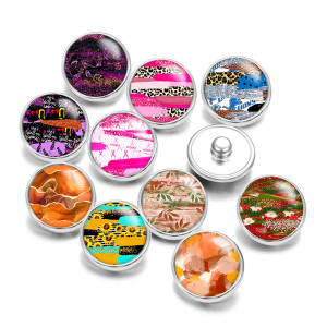 Painted metal 20mm snap buttons Colorful Art Pattern Print   DIY jewelry