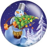 Painted metal 20mm snap buttons Christmas  Snowman  Print   DIY jewelry