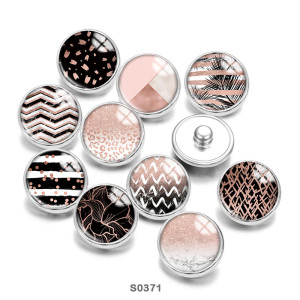 Painted metal 20mm snap buttons Pink  pattern Print