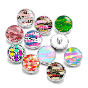 Painted metal 20mm snap buttons Colorful Pattern  Print   DIY jewelry
