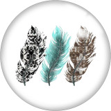 Painted metal 20mm snap buttons Indians Feather Flower