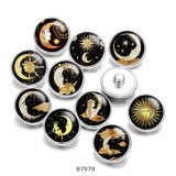 Painted metal 20mm snap buttons moon girl