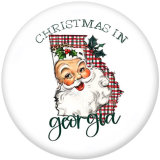 Painted metal 20mm snap buttons Christmas Santa Claus  Print