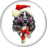 Painted metal 20mm snap buttons Christmas Dog Print