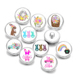 20MM Happy Easter Rabbit Print glass snaps buttons  DIY jewelry