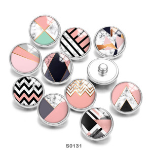 Painted metal 20mm snap buttons Pink Pattern Print