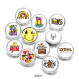 Painted metal 20mm snap buttons MOM love words Print