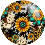 20MM  Flower Pattern Print glass snaps buttons  DIY jewelry