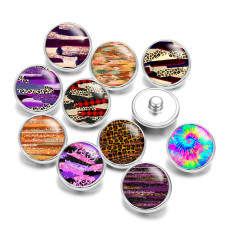 20MM Colorful Leopard Pattern Print glass snaps buttons  DIY jewelry