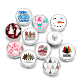 20MM Christmas Snowman Tree  Print glass snaps buttons  DIY jewelry