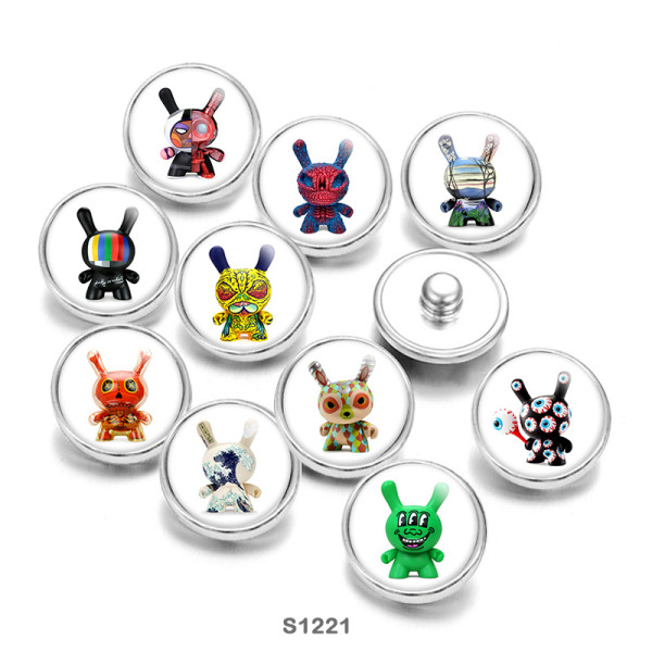 Painted metal 20mm snap buttons Cartoon pattern Print