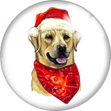 Painted metal 20mm snap buttons Christmas Dog Print