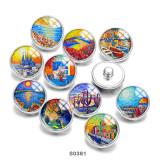 Painted metal 20mm snap buttons Colorful painting pattern Print
