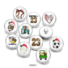 Painted metal 20mm snap buttons Love Volleyball Baseball Christmas Print