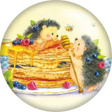 Painted metal 20mm snap buttons Cartoon bear hedgehog  Print