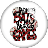 Painted metal 20mm snap buttons MOM love Baseball  Print