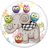 20MM Cartoon Elephant pattern Print glass snaps buttons