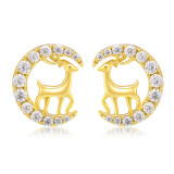 Christmas Elk Snowflake Zircon Earrings