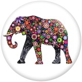 20MM Bohemia elephant  pattern Print glass snaps buttons