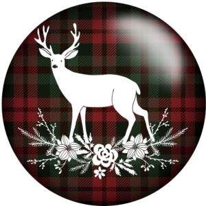 20MM Christmas Deer Print glass snaps buttons