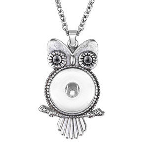 Metal owl boat anchor button necklace 60CM metal chain suitable  18MM Snaps button jewelry wholesale