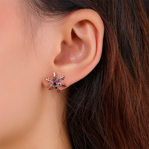 Christmas Elk Snowflake Zircon Earrings