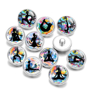 20MM yoga Print glass snaps buttons  DIY jewelry