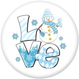 20MM Christmas Snowman  Print glass snaps buttons  DIY jewelry