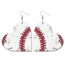 Love shaped sports leather earrings Baseball Softball Rugby Football World Cup Ice Hockey Tennis Earrings