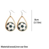 Football World Cup Earrings Water Drop Hollow Wood Baseball Basketball Volleyball Earrings