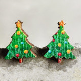 Wooden Christmas Earrings Gingerbread Snowman Christmas Tree Candy Gift Box Color Lights Santa Claus Earrings